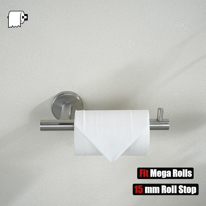 JQK Bathroom Hardware Set, 5-Piece Bath Accessories Set Brushed Finished Wall Mount Includes 24 in Towel Bar, 7 in Towel Ring, Toilet Paper Holder, 2 Towel Hooks, BAS165-BN