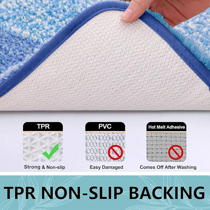Arotive Microfiber Bathroom Rugs, Shaggy Soft and Absorbent Bath Rug, Non-Slip, Thick Plush Machine Washable Dry Bath Mats for Bathroom, Tub and Shower, 70x24, Light Royal Blue, Rectangular