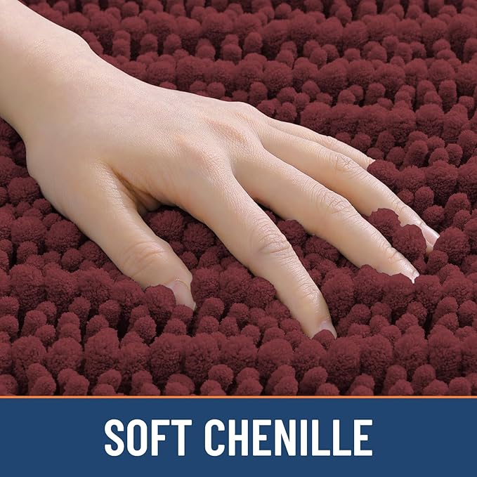Smiry Bathroom Rugs Mat 30x20, Extra Soft Absorbent Chenille Bath Rugs, Non Slip Rubber Backing Machine Washable Quick Dry Bath Mats for Bathroom Floor, Tub, Shower, Home Accessories, Caramel Red
