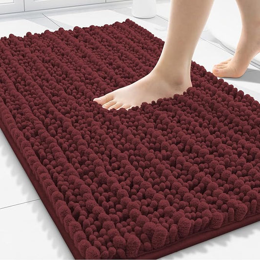 Smiry Bathroom Rugs Mat 30x20, Extra Soft Absorbent Chenille Bath Rugs, Non Slip Rubber Backing Machine Washable Quick Dry Bath Mats for Bathroom Floor, Tub, Shower, Home Accessories, Caramel Red