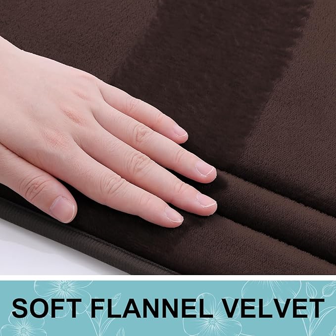 Grandaily Memory Foam Bath Mat Rug 47x17, Ultra Soft, Non-Slip and Absorbent Bathroom Rugs, Machine Wash Dry, Comfortable Bath Carpet for Bathroom Floor, Tub and Shower, Brown