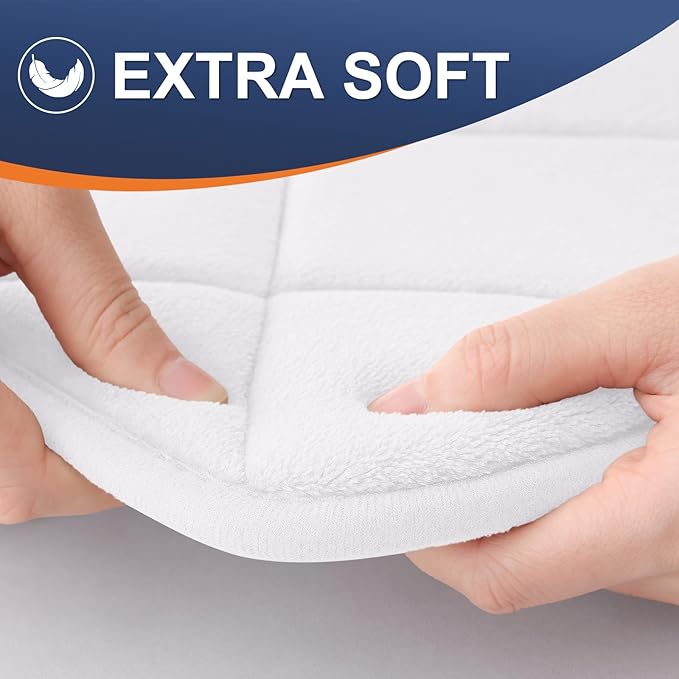 OLANLY Memory Foam Bath Mat 44x24, Ultra Soft and Absorbent Bathroom Rugs, Machine Washable, Comfortable Bath Carpet for Bathroom Floor, Tub and Shower, White