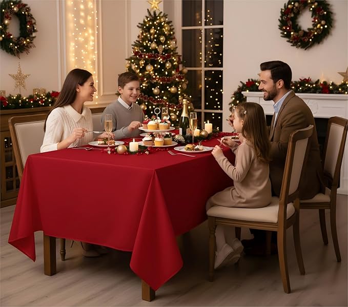 Fitable Red Rectangle Tablecloths for 6 Foot Tables, 6 Pack - 70 x 108 Inches - Stain Resistant and Washable Table Clothes, Polyester Fabric Table Covers for Wedding, Party, Banquet, Buffect