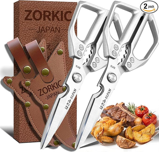 Japanese Kitchen Shears Set, Heavy Duty Poultry Shears All Purpose, Kitchen Meat Scissors for Steak Cutting, Chicken Bones, and Turkey Christmas Gifts for Men Women Mom Dad