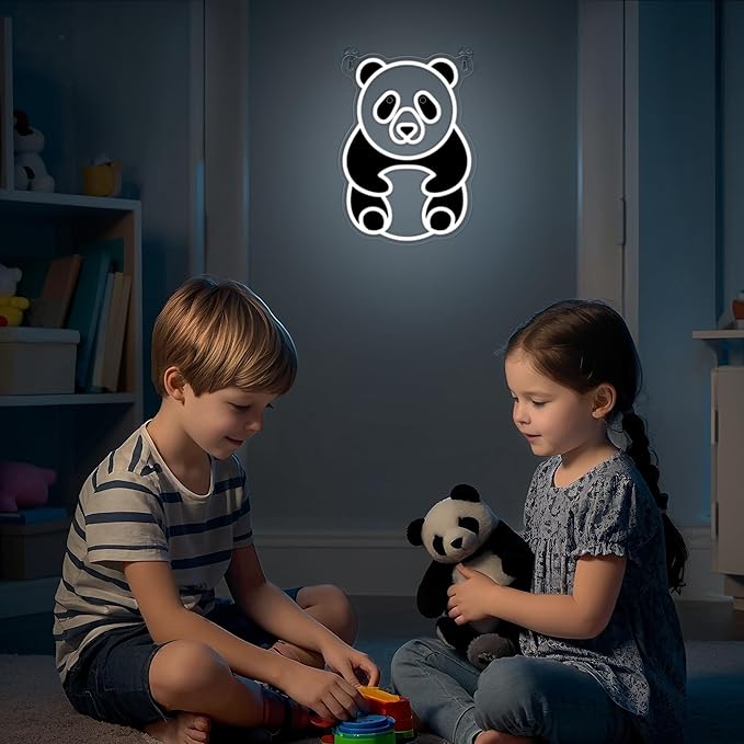 YuanDian Panda Neon Sign, Animal Neon Lights for Bedroom Living Room Wall Decor, Birthday Party Gifts for Kids Adults People Who Like Pandas