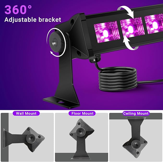 Black Light Bar for Glow Party - OPPSK 54W 18LED UV Blacklight Bar - Glow in The Dark Party Supplies - Uplight for Halloween Decorations Fluorescent Poster Body Paint Classroom Bedroom