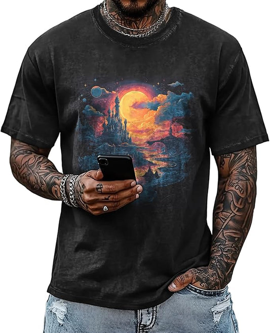 Mens Dragon Grpahic T-Shirts Short Sleeve 100% Cotton Crewneck Big and Tall Outdoor Summer Quick Dry Undershirts