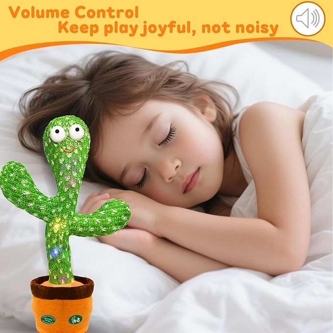 Christmas Dancing Talking Cactus Toy Mimics Back, Cactus Baby Toy Singing Mimicking Repeating Recording, Silly Sunny The Cactus Gift Yarn Bag Wrapped with 3xAA Battery (Volume Adjustment)
