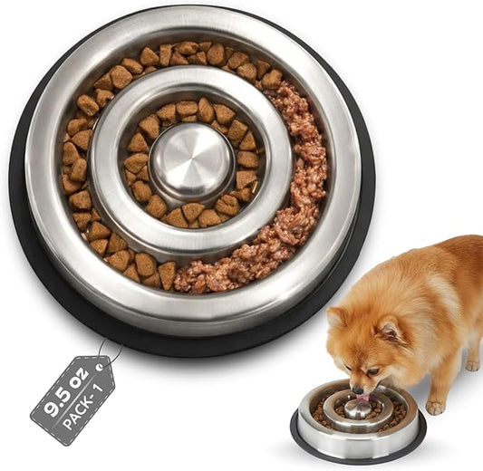Stainless Steel Slow Feeder Dog Bowl