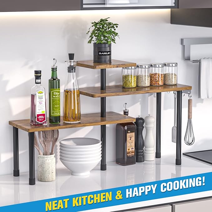 3-Tier Countertop Corner Shelf Organizer – Kitchen & Bathroom Storage Rack