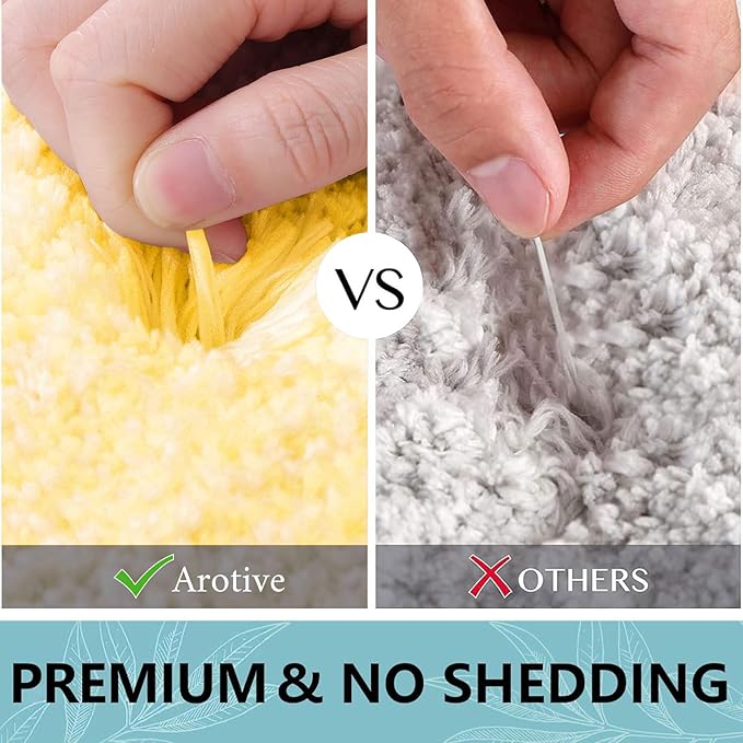 Arotive Microfiber Bathroom Rugs, Shaggy Soft and Absorbent Bath Rug, Non-Slip, Thick Plush Machine Washable Dry Bath Mats for Bathroom, Tub and Shower, 70x24, Yellow, Rectangular