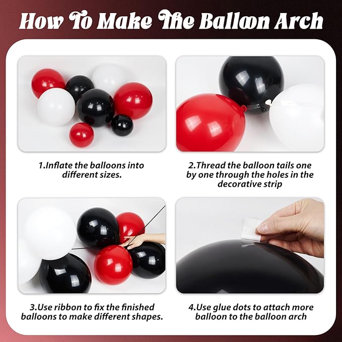 Red & Black Birthday Party Decoration Kit – Balloon Banner Set
