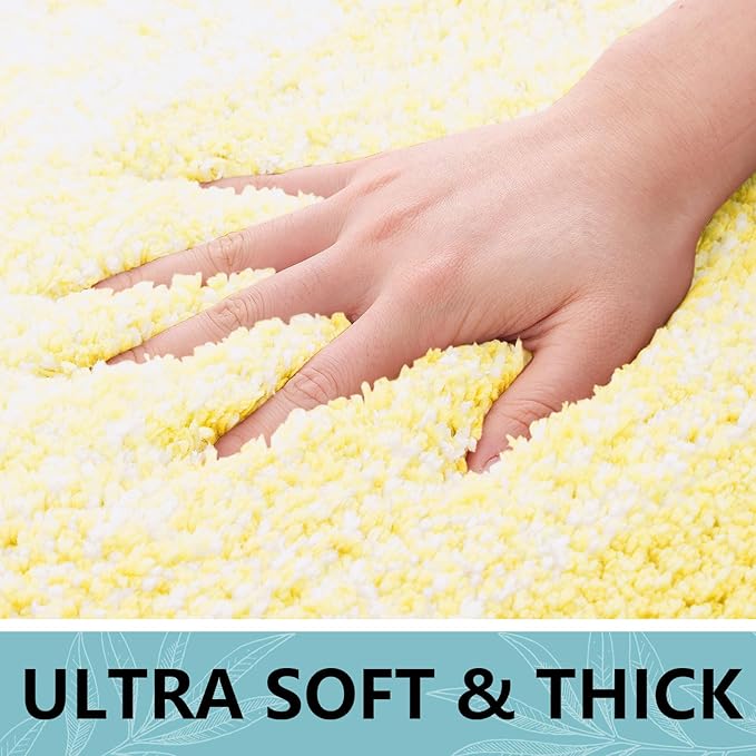 Arotive Microfiber Bathroom Rugs, Shaggy Soft and Absorbent Bath Rug, Non-Slip, Thick Plush Machine Washable Dry Bath Mats for Bathroom, Tub and Shower, 44x24, Light Yellow, Rectangular