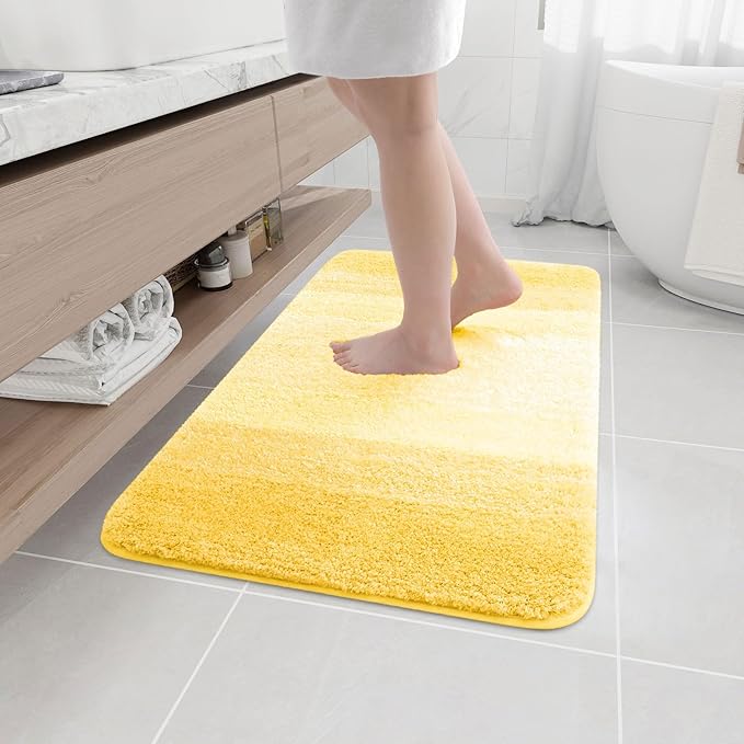 Arotive Microfiber Bathroom Rugs, Shaggy Soft and Absorbent Bath Rug, Non-Slip, Thick Plush Machine Washable Dry Bath Mats for Bathroom, Tub and Shower, 36x24, Yellow, Rectangular