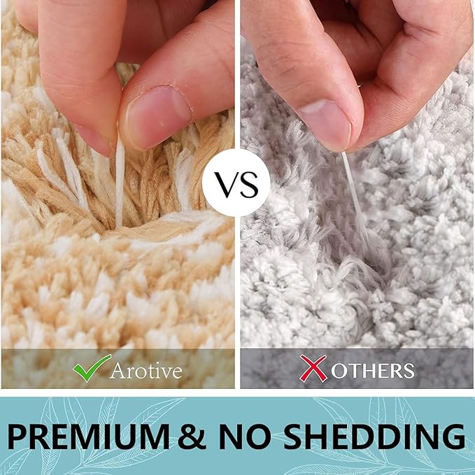 Arotive Microfiber Bathroom Rugs, Shaggy Soft and Absorbent Bath Rug, Non-Slip, Thick Plush Machine Washable Dry Bath Mats for Bathroom, Tub and Shower, 44x24, Beige, Rectangular