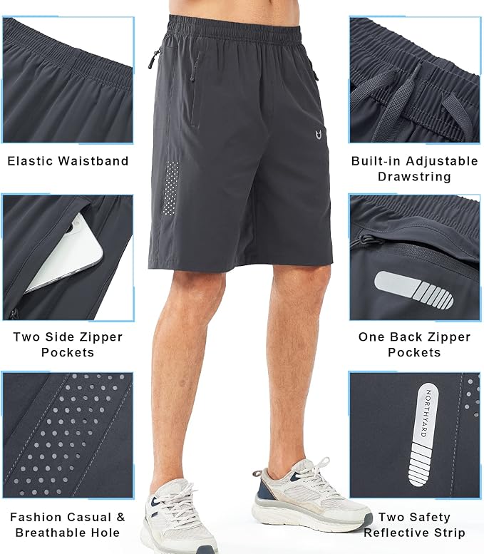 NORTHYARD Men's Athletic Running Shorts Quick Dry Workout Shorts 7"/ 5"/ 9" Lightweight Sports Gym Basketball Tennis Hiking