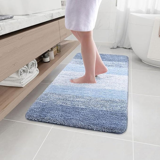 Arotive Microfiber Bathroom Rugs, Shaggy Soft and Absorbent Bath Rug, Non-Slip, Thick Plush Machine Washable Dry Bath Mats for Bathroom, Tub and Shower, 40x24, Light Blue, Rectangular