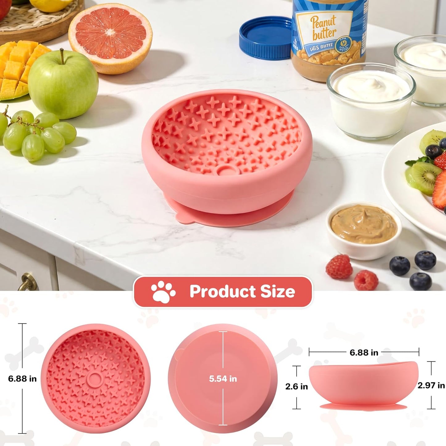 Silicone Slow Feeder Lick Bowl with Suction Base