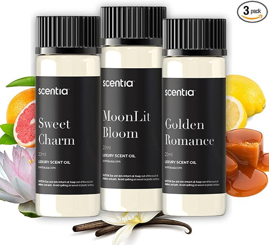 Love Collection Fragrance Oil Set – Essential Oil Blends for Diffusers, Candles & Soaps – Jasmine, Rose, Citrus, Amber & Musk – Made in USA, Phthalate-Free – Holiday Gift Set 3×20ml (2.03 fl oz)