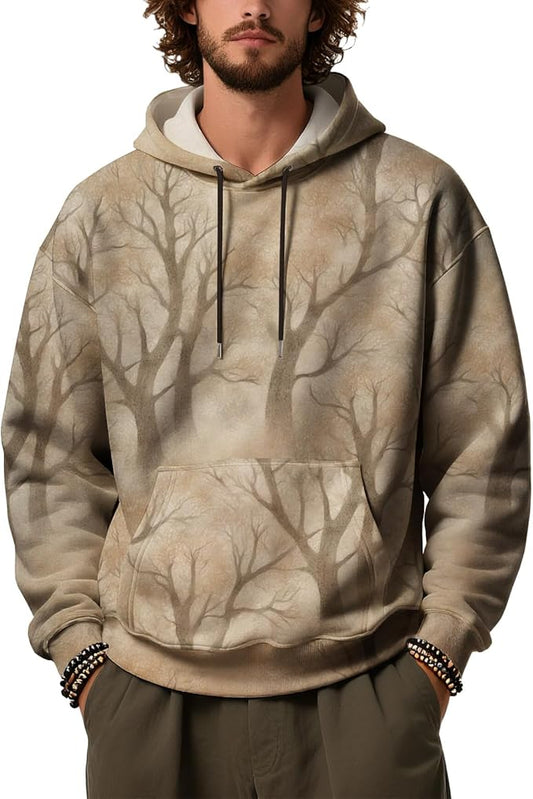 Mens Camo Hoodies Maple Leaf Graphic Camouflage Pullover Sweatshirts Hooded Fleece Casual Hunting Fall Outfits