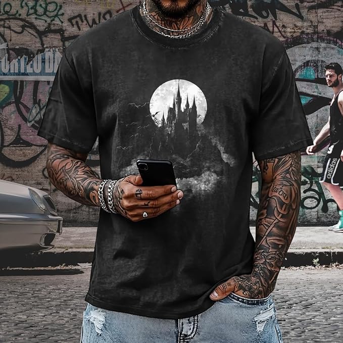 Mens Dragon Grpahic T-Shirts Short Sleeve 100% Cotton Crewneck Big and Tall Outdoor Summer Quick Dry Undershirts