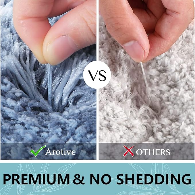 Arotive Microfiber Bathroom Rugs, Shaggy Soft and Absorbent Bath Rug, Non-Slip, Thick Plush Machine Washable Dry Bath Mats for Bathroom, Tub and Shower, 44x24, Light Blue, Rectangular