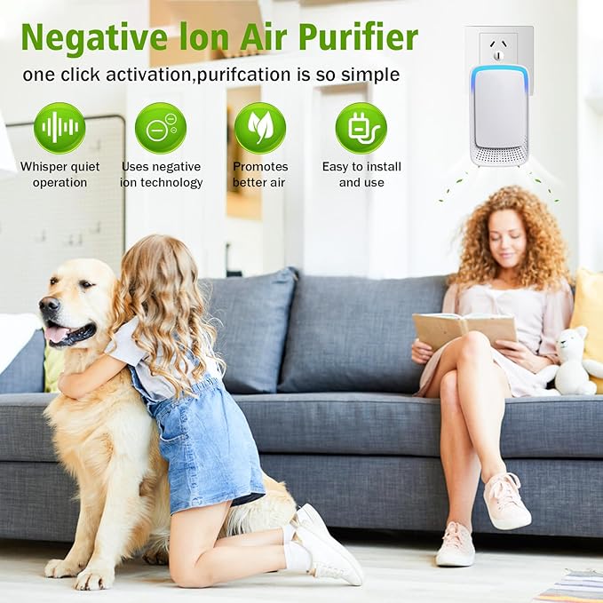 4Pack Plug In Air Ionizers-Negative Ion Air Purifier for Home Silent Work Air Cleaner for Bathroom,Living Room,Office,Kitchen,Pet Room,Portable Ionic Air Purifier for Bedroom(4)