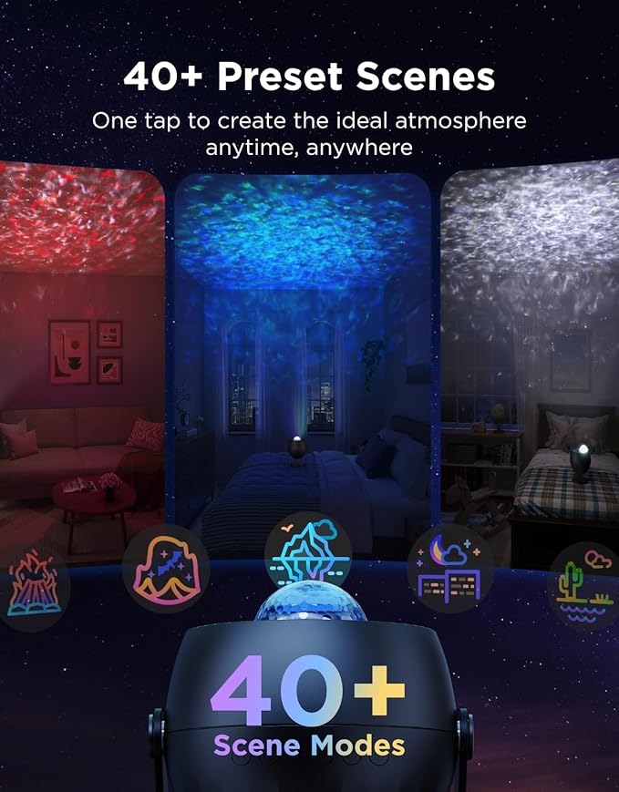 Galaxy Star Projector Night Light – Ocean Wave LED Mood Lamp for Bedroom