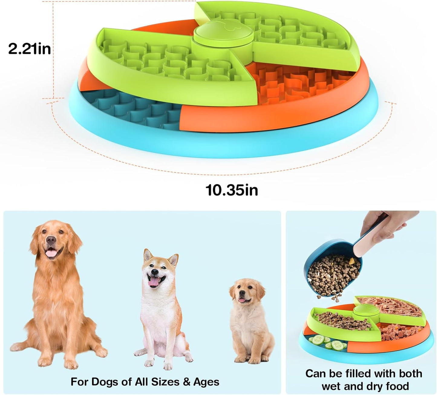 3-Level Interactive Slow Feeder Dog Bowl – Puzzle Feeding Toy