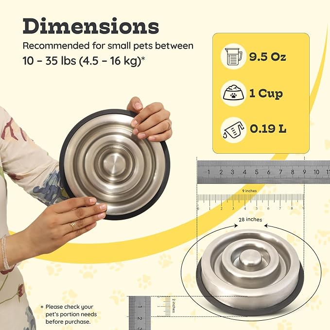 Stainless Steel Slow Feeder Dog Bowl