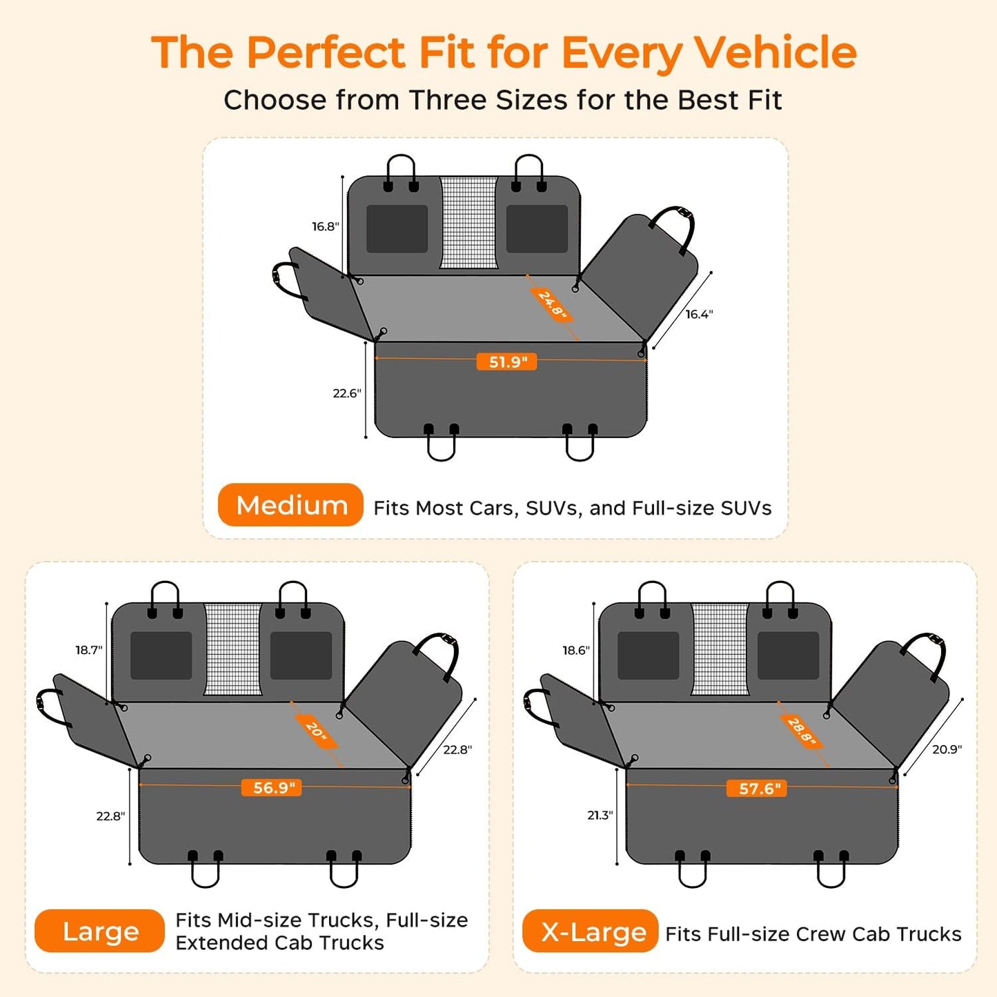 Dog Back Seat Extender – Hard Bottom Car Seat Bridge for Dogs