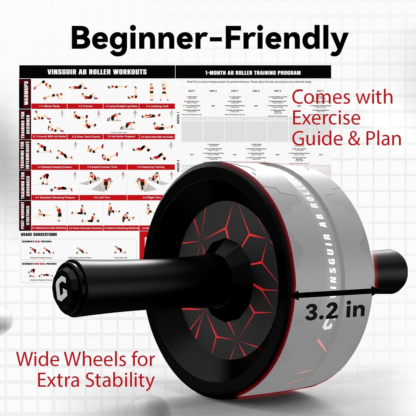 Ab Roller Wheel for Core Strength Training & Home Workout