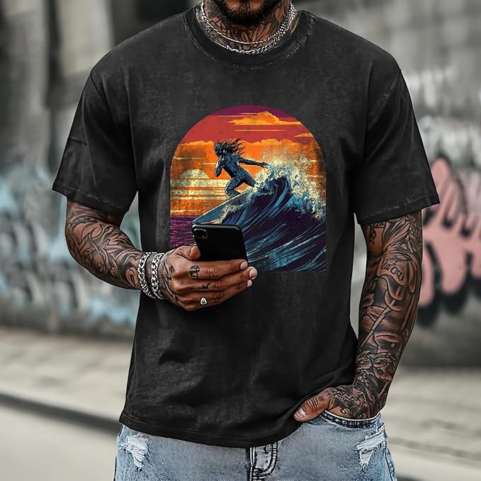 Mens Dragon Grpahic T-Shirts Short Sleeve 100% Cotton Crewneck Big and Tall Outdoor Summer Quick Dry Undershirts