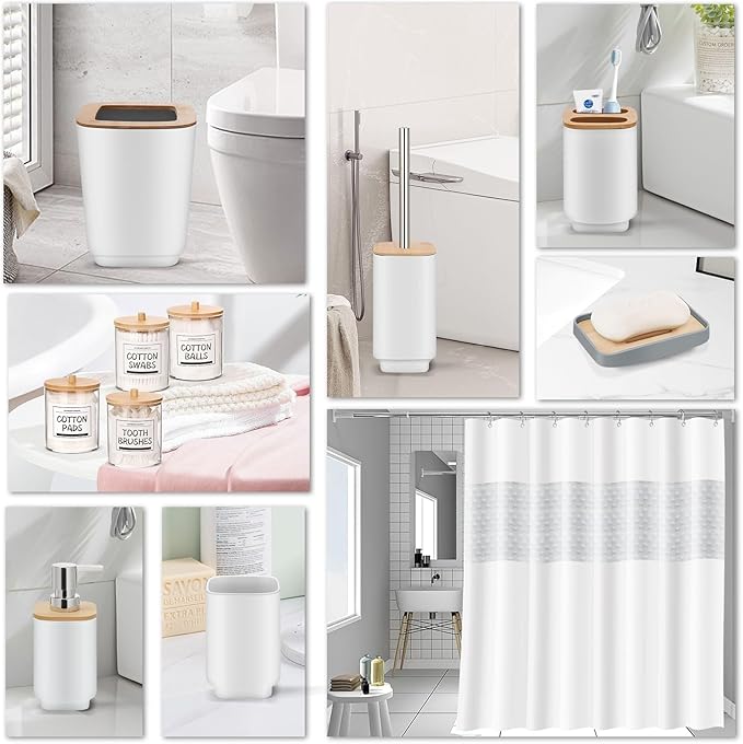IMAVO Bathroom Accessories Set,White Bathroom Set,11 Pieces Bathroom Accessory Set,Trash Can for Bathroom Accessories Décor and Housewarming Gifts