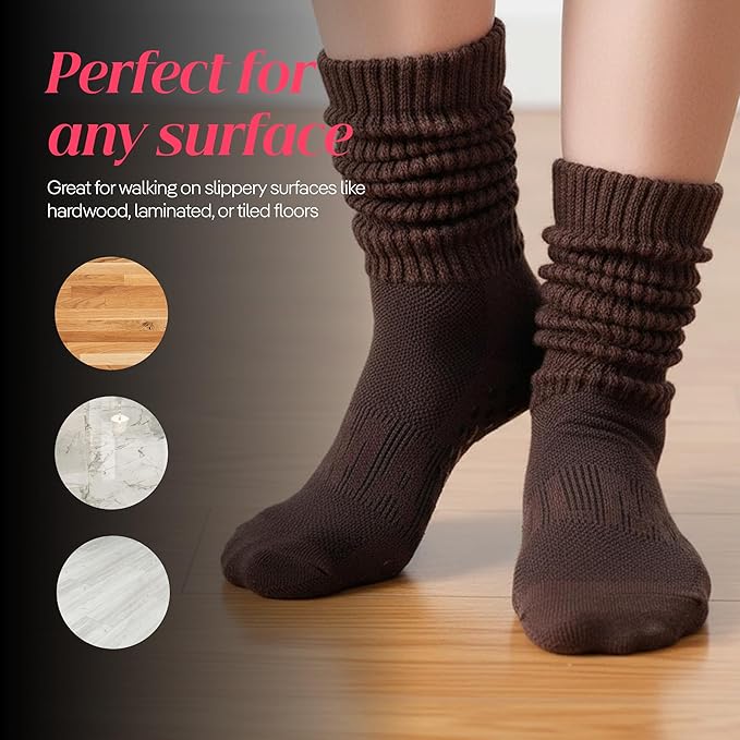 CoolMate Pilates Socks with Grips for Women, Yoga Socks, Crew Non Slip Women for Barre, Pilates Gifts