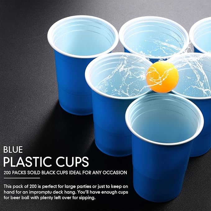 Mimorou Blue 200 Pack 16 oz Disposable Plastic Cups Bulk, Party Plastic Cups for Parties Stackable Beverage Drinking Tumbler Heavy Duty for Events Picnics and BBQ Wedding Birthday Baby Shower