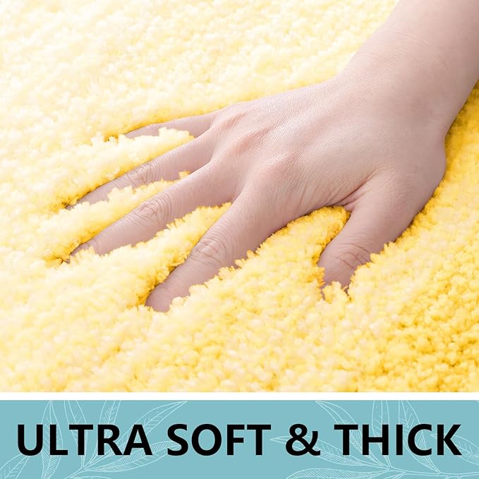 Arotive Microfiber Bathroom Rugs, Shaggy Soft and Absorbent Bath Rug, Non-Slip, Thick Plush Machine Washable Dry Bath Mats for Bathroom, Tub and Shower, 36x24, Yellow, Rectangular