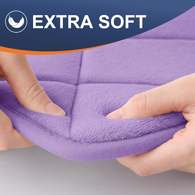 OLANLY Memory Foam Bath Mat 59x24, Ultra Soft and Absorbent Bathroom Rugs, Machine Washable, Comfortable Bath Carpet for Bathroom Floor, Tub and Shower, Lavender