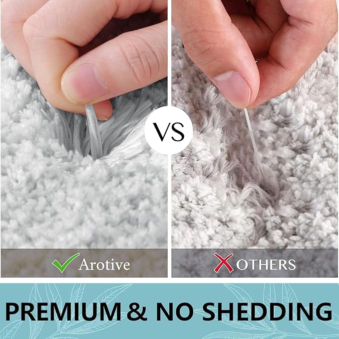 Arotive Microfiber Bathroom Rugs, Shaggy Soft and Absorbent Bath Rug, Non-Slip, Thick Plush Machine Washable Dry Bath Mats for Bathroom, Tub and Shower, 47x17, Light Grey, Rectangular