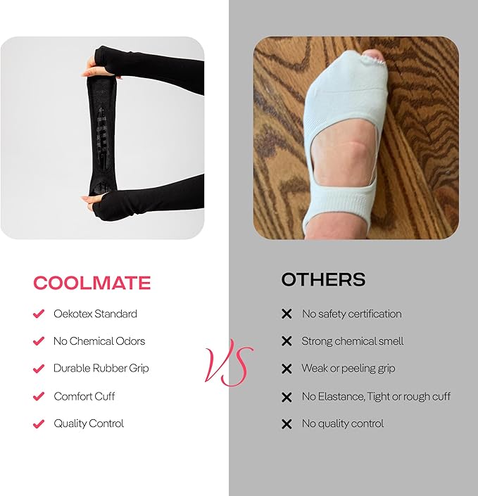 CoolMate Pilates Socks with Grips for Women, Yoga Socks, Crew Non Slip Women for Barre, Pilates Gifts