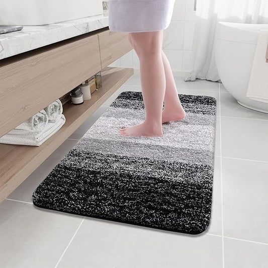 Arotive Microfiber Bathroom Rugs, Shaggy Soft and Absorbent Bath Rug, Non-Slip, Thick Plush Machine Washable Dry Bath Mats for Bathroom, Tub and Shower, 40x24, Black, Rectangular