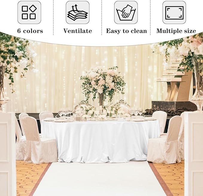 Fitable 6 Pack White Round Table Clothes - 70 Inches in Diameter - Stain Resistant and Washable Tablecloths, Polyester Fabric Table Covers for Wedding, Party, Banquet, Gathering