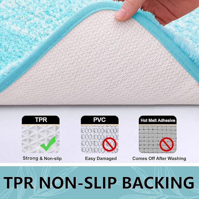 Arotive Microfiber Bathroom Rugs, Shaggy Soft and Absorbent Bath Rug, Non-Slip, Thick Plush Machine Washable Dry Bath Mats for Bathroom, Tub and Shower, 30x20, Sky Blue, Rectangular