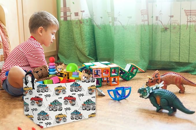Kids Storage Basket – Monster Truck Toy Organizer