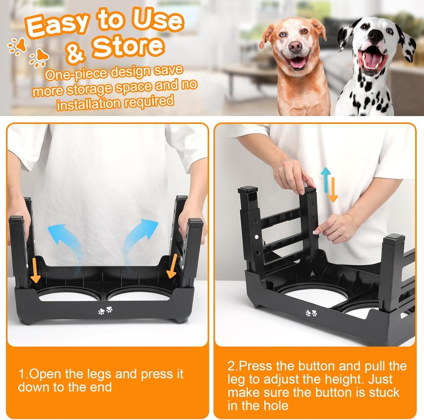 Adjustable Elevated Dog Bowl Stand – Ergonomic & Non-Slip Feeder