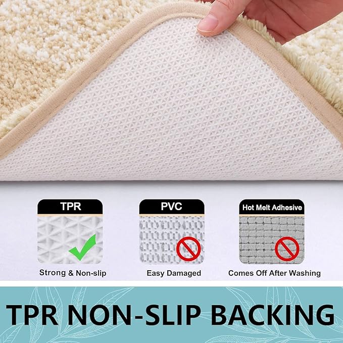 Arotive Microfiber Bathroom Rugs, Shaggy Soft and Absorbent Bath Rug, Non-Slip, Thick Plush Machine Washable Dry Bath Mats for Bathroom, Tub and Shower, 54x24, Camel, Rectangular