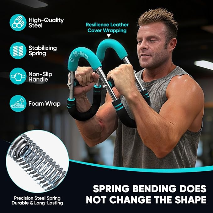 FitBeast Twister Arm Trainer, Chest Workout Equipment with 4 Spring - Adjustable Chest Exerciser for Men & Women, Detachable Forearm Strengthener, Home Fitness Equipment for Upper Body Muscle