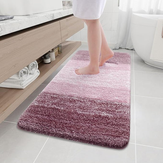 Arotive Microfiber Bathroom Rugs, Shaggy Soft and Absorbent Bath Rug, Non-Slip, Thick Plush Machine Washable Dry Bath Mats for Bathroom, Tub and Shower, 47x24, Mauve, Rectangular