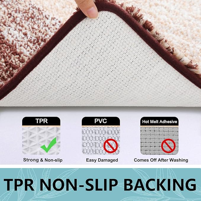 Arotive Microfiber Bathroom Rugs, Shaggy Soft and Absorbent Bath Rug, Non-Slip, Thick Plush Machine Washable Dry Bath Mats for Bathroom, Tub and Shower, 47x24, Brown, Rectangular