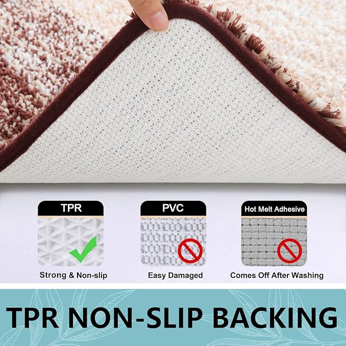 Arotive Microfiber Bathroom Rugs, Shaggy Soft and Absorbent Bath Rug, Non-Slip, Thick Plush Machine Washable Dry Bath Mats for Bathroom, Tub and Shower, 30x30, Brown, Round